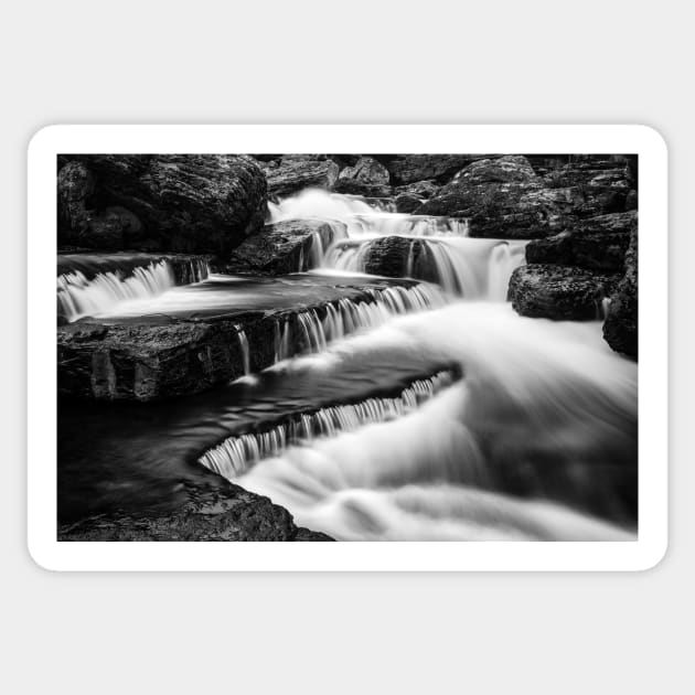 Caney Fork Cascades - Black & White Sticker by somadjinn